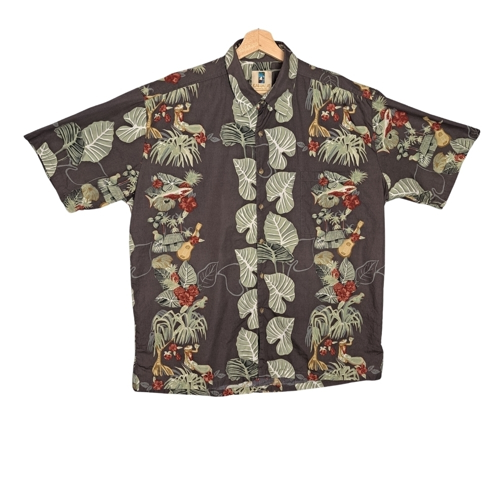 Kahala Men's XL Tropical Print Short Sleeve Button Up Shirt
